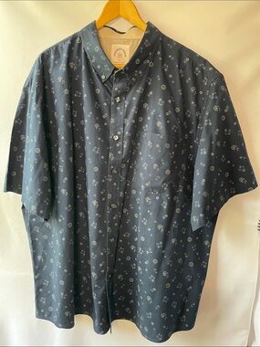 Customized Version Men's Navy Short-Sleeve Button-Up Shirt - Casual Sz XXL